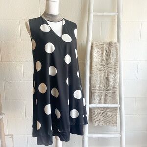 Black & White Dotted Print Midi Dress